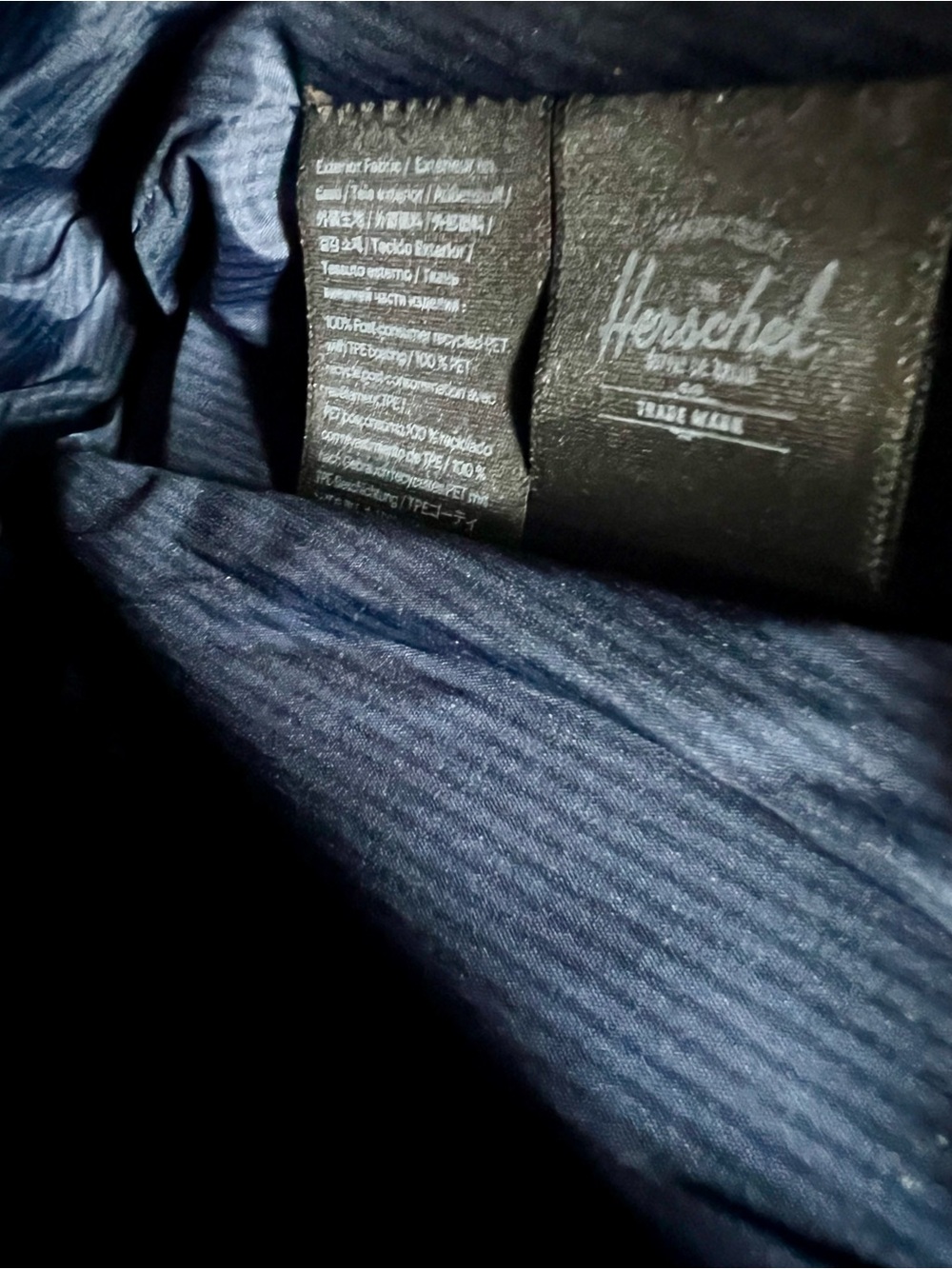 NWOT Herschel Supply Company Navy Canvas Backpack with Brown magnetic strap - Picture 9 of 16